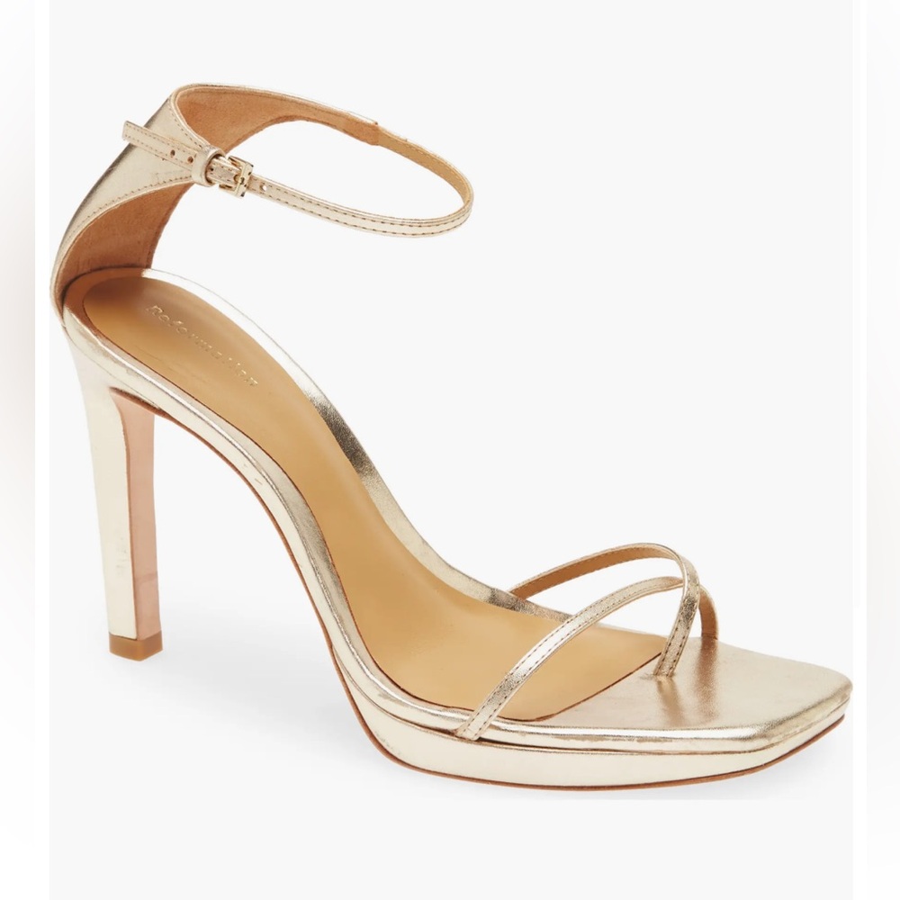 NWT Reformation Gilda Platform Ankle Strap gold party wedding bridal Sandal 10